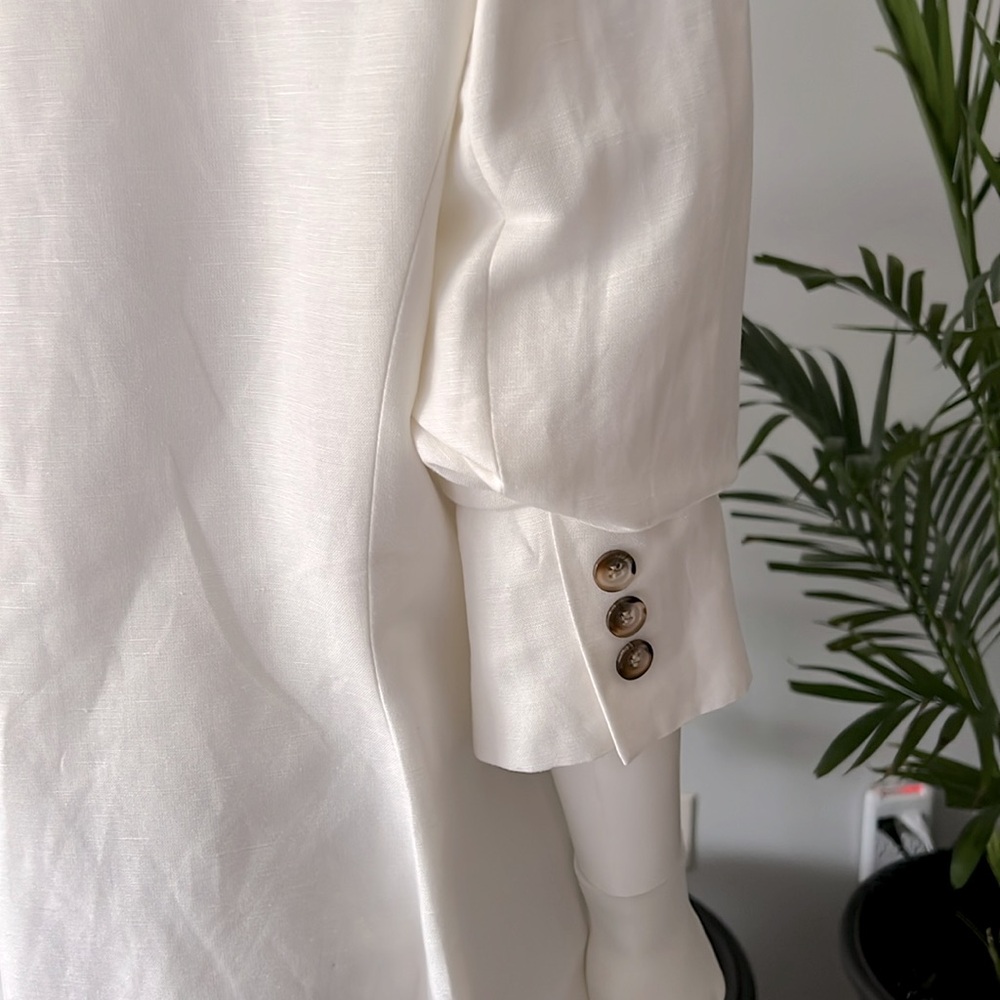 Tahari White Tailored Blazer Professional Style Linen Blend Size 14 - Picture 8 of 13